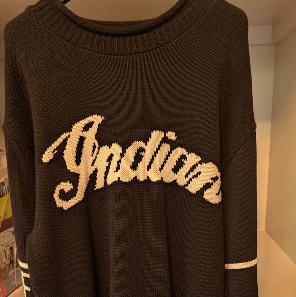 Y2K Vintage Indian Motorcycle Men's XL black 100% cotton sweater pullover
